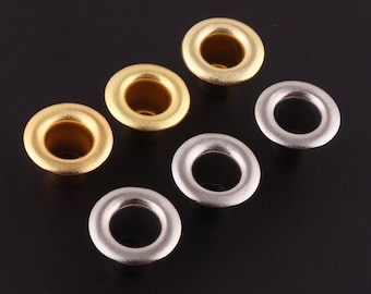 50set Large round Eyelets with washer 6 mm gold and silver Round Grommet Eyelet for Sewing Leather Hardware clothing eyelet for strap/bag