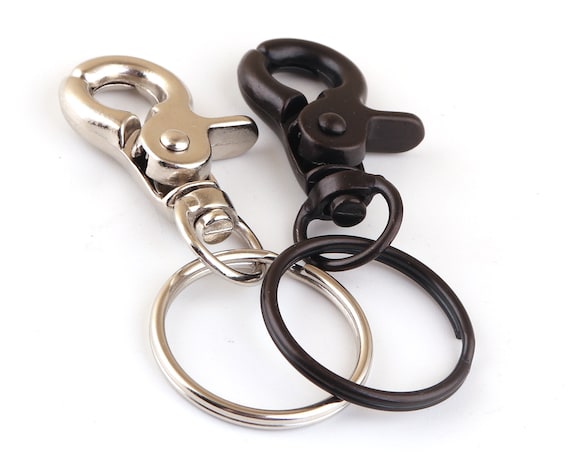 Silver and Black Swivel Hook Keychain With Key Rings includes