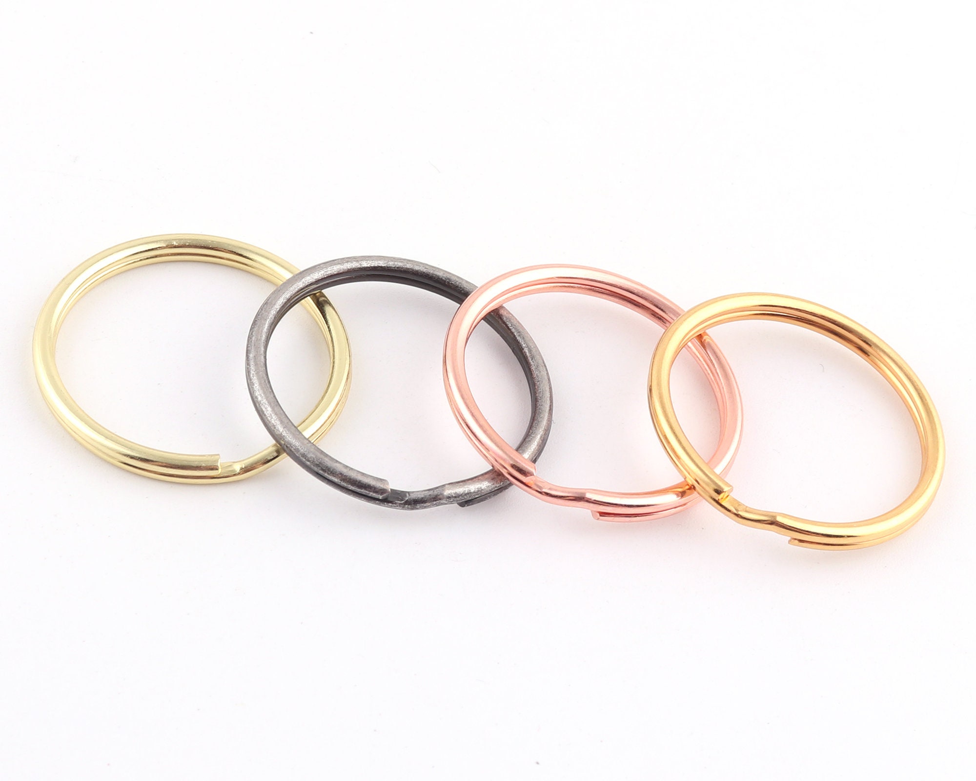 100 Sets Keychain Rings for Crafts, Round Split Key Rings, Metal Keychain  Connector with Snap Tabs