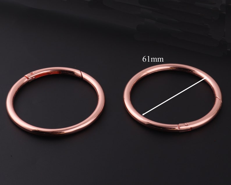 61mm Rose gold O-rings Spring Gate Ring Round Gate Ring Spring Ring Clasp Gate Push Snap Hooks Carabiner Snap Clip Trigger Spring clasp diy