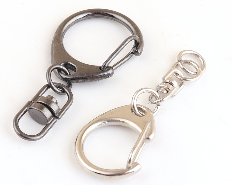 Silver Swivel Clasp Keychain Push Gate Clasp Gunmetal Keychain Etsy