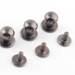 Gunmetal Round Ball Head screw rivets Stud Screw Back Nipple Rivet Studs Button Strap Stopper Leather craft,10*7 mm screw studs screw back