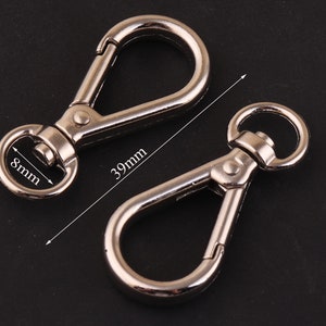 8mm Swivel Lobster Clasps Clips-silver Swivel Clasp-Swivel Clip-Chain Holder-Claw Clasps for swivel buckle hook for/leather craft/key chains image 1