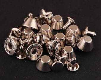 Juego de 50 remaches de metal tipo hongo de 12*9mm para artesanía en cuero, remaches de metal plateado, remaches de compresión media, remaches de tornillo de Metal, fabricación de cuero DIY