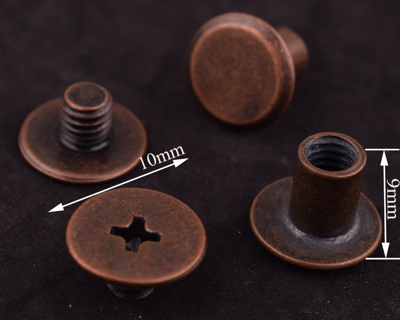 20 sets 9*10 mm antique copper Screw Rivets Metal Button Screw back Studs Screw Studs for Leather Craft screw studs screw rivet Stud Spike