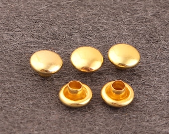 Gold Double caped Rivets 100 sets 5 mm Mini Rivets Metal Button Double Head Purse Notions Rivet Studs for Bag/ leather craft accession