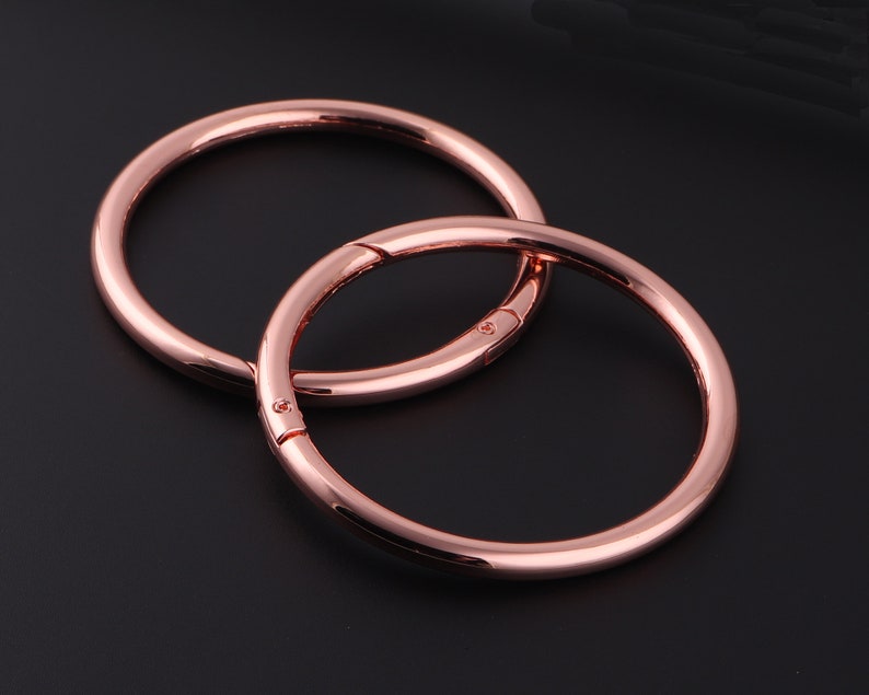 61mm Rose gold O-rings Spring Gate Ring Round Gate Ring Spring Ring Clasp Gate Push Snap Hooks Carabiner Snap Clip Trigger Spring clasp diy