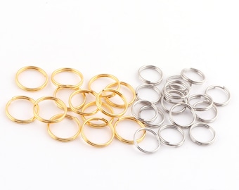 12mm Gold and 10mm silver Split Rings,Jump Rings Double Loops Bulk Jump Rings Split Ring Double Loop Rings key ring Finding Metal Split Ring