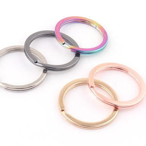 Round Flat Split Rings for Key Ring and Key Chains -30pcs -1inch flat key rings-Rainbow/rose gold split ring wire Split Ring,Link,Connector