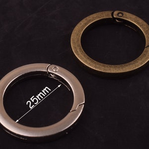 1 inch(25mm) Spring gate ring silver/bronze metal o rings spring ring clasp push gate o ring Push Snap Hooks,large round ring for Leather