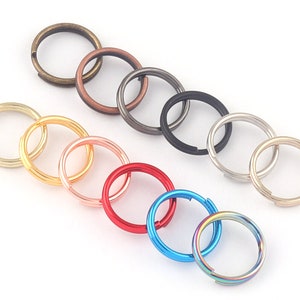 10mm Rainbow Metal Mini Round Split Key Chain Rings Jewelry Charm Purse Clasp Supplies Jump Rings Loop Key Ring Pendant DIY,Key Fob Hardware