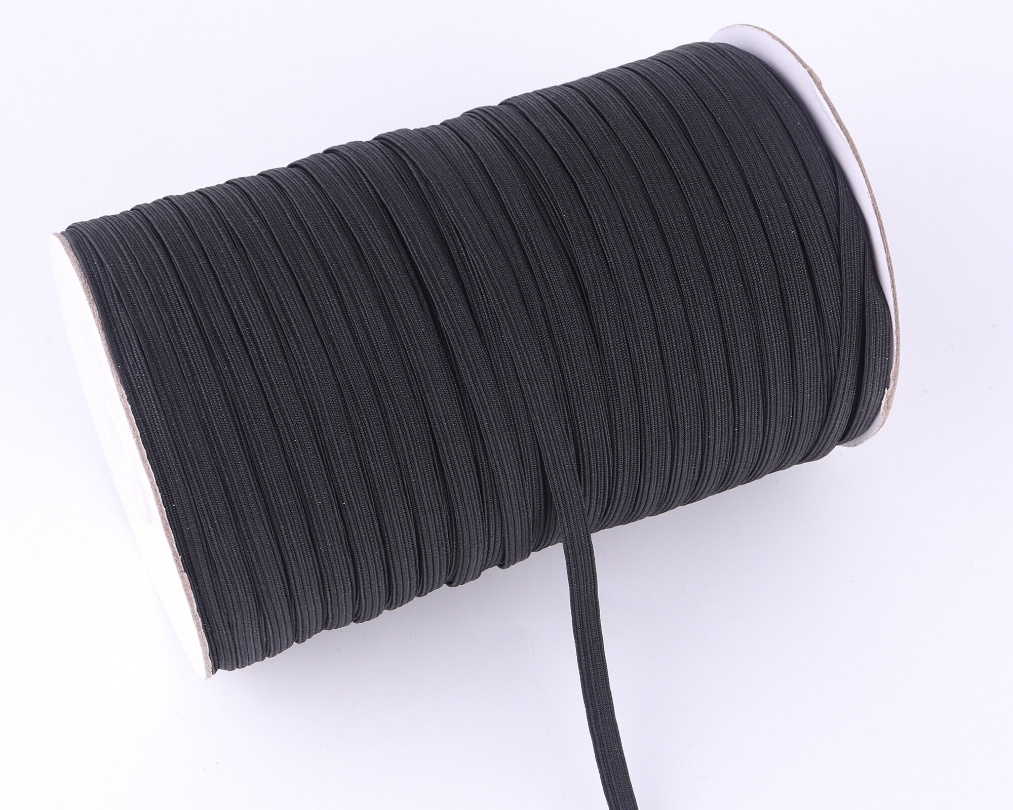 10mm flat black elastic with glossy piping detail - Small Bobbins
