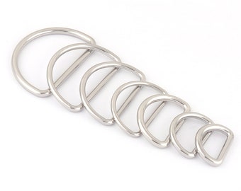 20-50mm Silver Metal Loop Lanyard D ring Slide Adjuster Purse D Buckles Dog Collar Hardware Strap Webbing Bag Harness Clasp Leather Finding