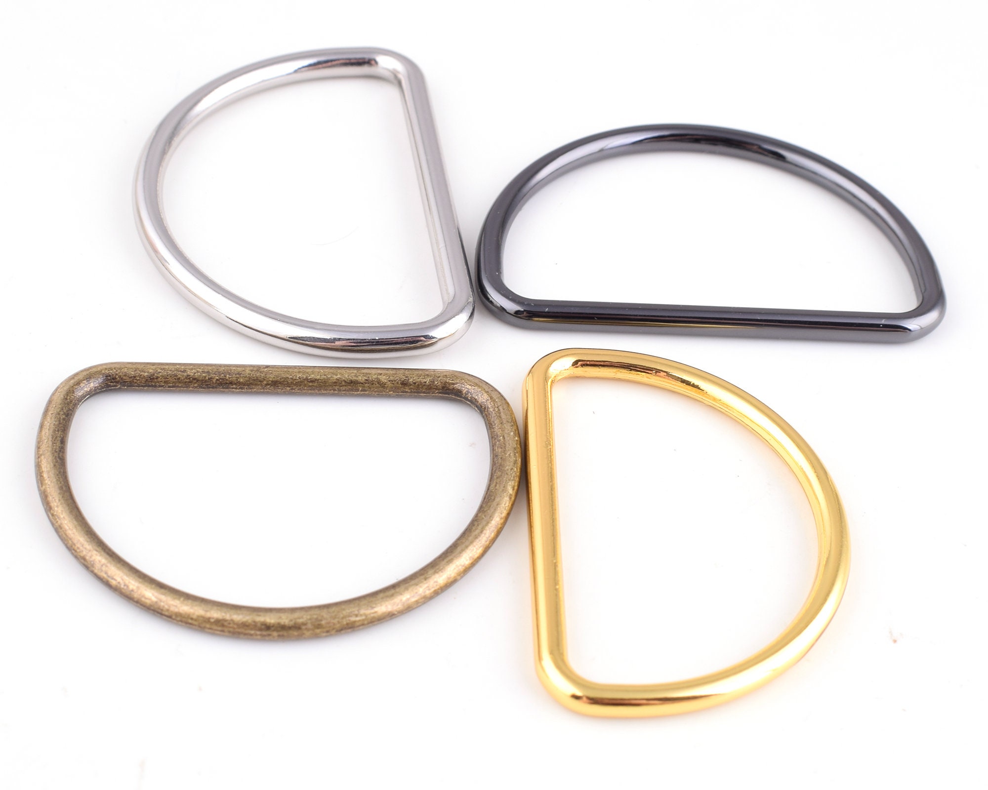 10, Black Gold Black Brass Alloy Flat Metal D-Rings Welded Buckles ~ 14mm high x 25mm Wide ~ Leathercraft Webbing ~ Silver 