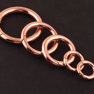 rose gold spring rings- spring gate ring round gate ring spring ring clasp push gate o ring Push Snap Hook 33mm,25mm,21mm,13mm,11mm o rings