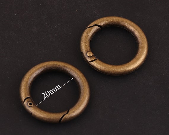 20mm bronze o-rings metal o rings fermoir à ressort push gate o ring Push  Snap Hooks O ring Spring gate ring metal o rings for diy key chain -   France