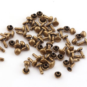 Bronze Material Double caped Rivets 4mm Mini Rivets Metal Button Double Head Purse Notions Rivet Studs for diy Bag/ leather craft accession