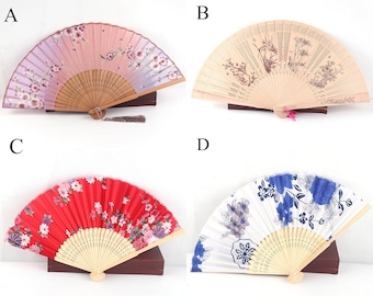 Red Hand Fans,wedding Fans Party favor Floral Flower fans Folding Fans,Hand Fan Favors,Chinese Folding Fans,Fan,Blossom Fan,diy Wedding Fan