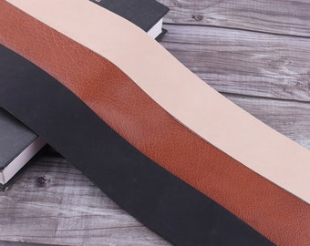 Correa de cuero genuino de 2", correas de cuero natural largas para bolsos, cuero para cinturones, tiras planas de cuero real, cuero curtido para correas de bolsos