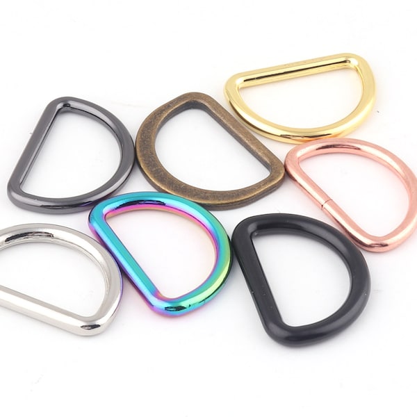 1"(25 mm)Welded D-Rings,rainbow,rose gold,bronze D-Ring Findings Metal Welded D rings D Hooks Buckle Strap Adjuster for Bags Leather Crafts