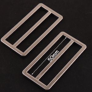 6pcs 2inch (50mm) argent métal ajusteur glissière boucle ceinture boucle tri barre boucles sangle boucle ajusteur curseur pour bricolage cuir artisanat