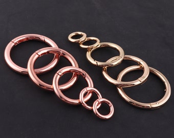 Rose gold and gold spring ring clasp,purse ring High Quality Spring gate ring metal o ring spring ring clasp Push gate snap hooks for bag