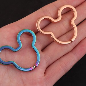 Rainbow Mouse Key Rings and rose gold 1 1/2 inch 38mm Cute Key Fob Ring Metal Split Ring for Key Chain Wholesale Key Ring Findings