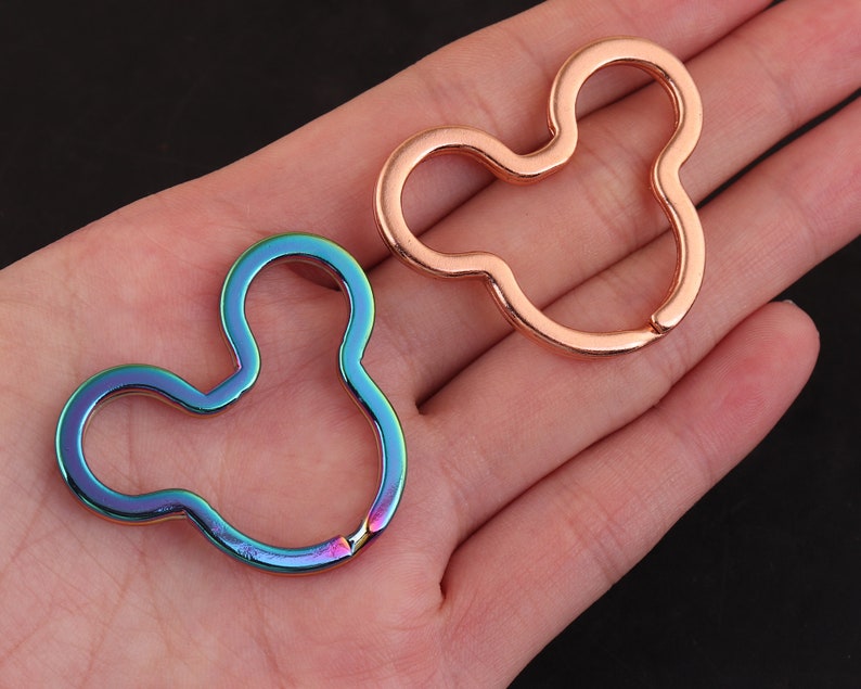 Rainbow Mickey Mouse Key Rings and rose gold 1 12 inch 38mm Cute Key Fob Ring Metal Split Ring for Key Chain Wholesale Key Ring Findings