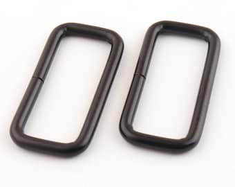 Anillos rectangulares negros de 2 pulgadas (51 mm)/bucle rectangular/anillo de hebilla rectangular de Metal para correa, monedero, bolso, fabricación de bolsos, suministros de hardware-6 uds.