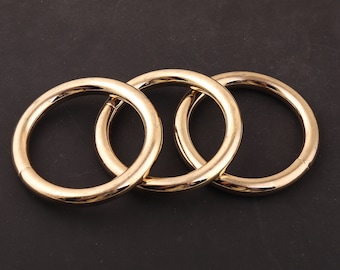 Anillo redondo de oro claro de 1 1/2 pulgadas y 38mm, anillo redondo de Metal no soldado, anillos abiertos para saltar, correa de cinturón, hebilla, correas, anillo redondo, artesanía de cuero, cierre de gargantilla de anillo redondo diy