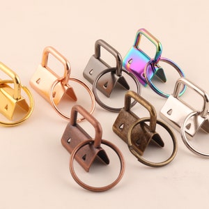 1 inch Key Fob Hardware with Key Rings Sets Key fob Hardware Key Ring Key Chains Key Lanyard Metal Key Wristlet Key Strap Key Fobs-7 color