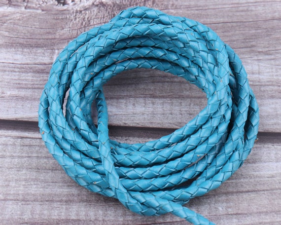 Blue Natural Round Leather Cord,4 Mm Genuine Leather Cord-leather String,diy  Braided Cord,leather Lace,round Leather Cord,leather for Craft 