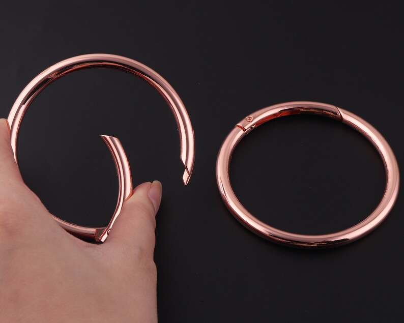61mm Rose gold O-rings Spring Gate Ring Round Gate Ring Spring Ring Clasp Gate Push Snap Hooks Carabiner Snap Clip Trigger Spring clasp diy
