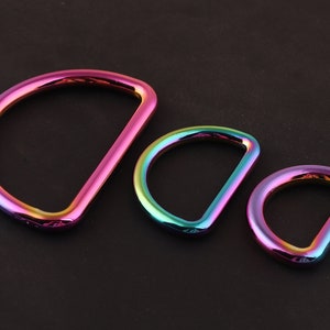 Rainbow D Rings 3/4&quot;inch(20 mm), 1&quot;1/2&quot;inch(39 mm) and 25mm D Ring belt buckles D- Rings Metal D ring Findings for Bag Belt Strap/dog collar