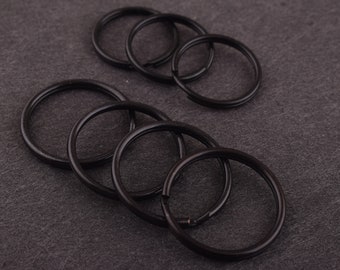 50pcs black split Rings 1 inch(25mm)and 22mm O Ring Large Key Fob Ring Metal jump Ring for leather craft diy key chain/Key Ring Findings