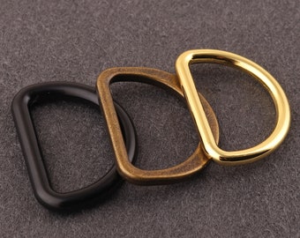 1 inch (25 mm) Goud, brons en zwart D Ring Leash Naadloze D Loop lederen band Slider Lanyard Richter springring voor Leather Craft gesp