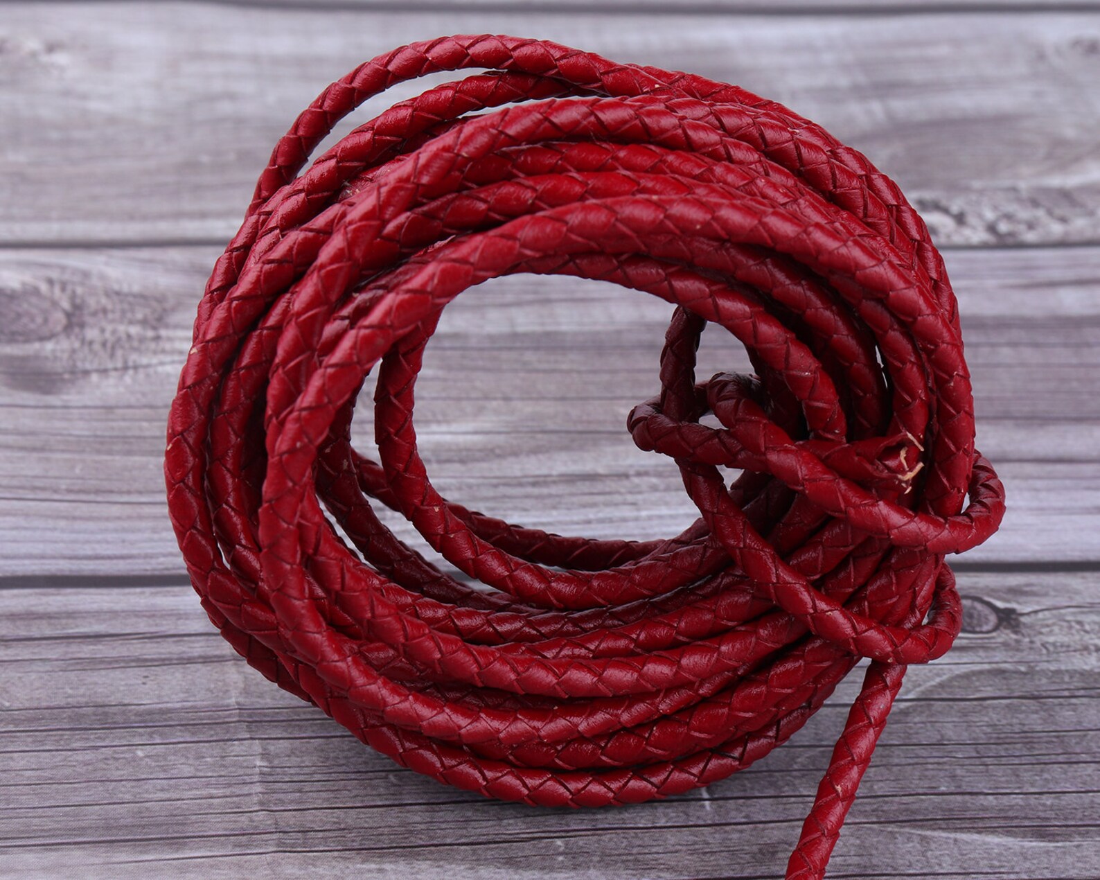 4 Mm Red Natural Round Leather Cord Genuine Leather Etsy