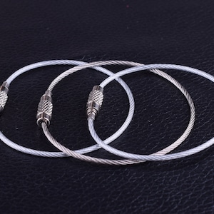 10pcs stainless steel wire key ring with screw clasp,silver wire cord stainless steel,6&#39;&#39;wire necklace cord Collar Choker Screw Clasp