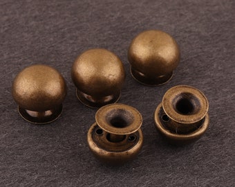 50 remaches de metal tipo hongo de 12*10mm para artesanía en cuero, remaches de metal de bronce, remaches de tornillo de Metal de compresión media, fabricación de cuero DIY