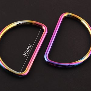 Rainbow D Rings 1&quot;1/2&quot;inch(40 mm) D Ring belt buckles D- Rings Metal D ring strap ring purse ring Findings for Bag Belt Strap/dog collar