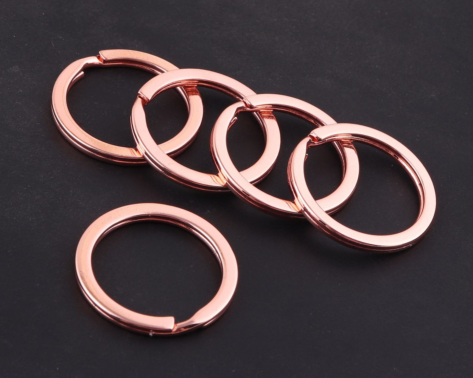 1 Inch Rose Gold Key Ringsround Flat Split Ring Key Chain Etsy
