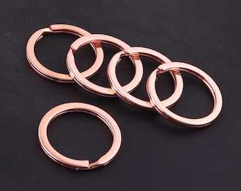 Chaveiros de ouro rosa de 1 polegada - anel redondo plano dividido, chaveiro, anéis divididos, anel de salto, gancho de corrente pendurado para chaveiro, acessórios de hardware