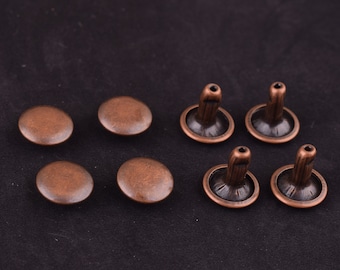 100 sets 9*10 mm Studs Rivets  antique copper Rivets Metal Button Double Head Rivets Purse Notions Studs for strap/ key chain/dog collar