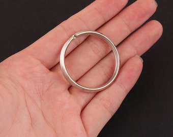 20pcs 33mm silver key rings Round Flat Split Key ring Key chain ring split rings  jump ring Circle Round Keychain Bulk for key fob hardware