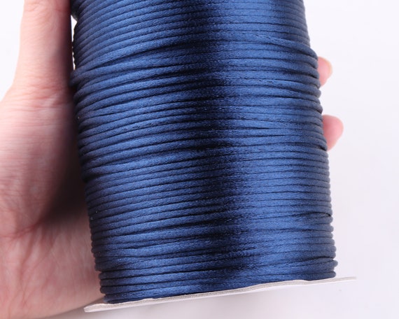 2mm Dark Blue Satin Nylon Cord-perfect for Adjustable Necklaces,chunky  Necklace Cord,cord by the Yard for Macrame,beading,diy Rattail Cord 