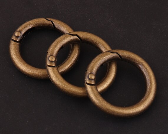 20mm bronze o-rings metal o rings fermoir à ressort push gate o ring Push  Snap Hooks O ring Spring gate ring metal o rings for diy key chain -   France