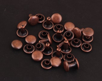 100sets 7*8mm Long Post Double Cap Rivets,antique copper metal Rivets-Rivets studs,Leather Rivets,Rivet Studs,Metal Button Double Head Rivet