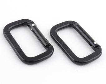 1 1/2"(39mm)Black Aluminum Carabiner,Square Carabiner Snap hook,Large Key Ring Bag Carabiner Key Chain Hook carabiner hook clasp/key ring