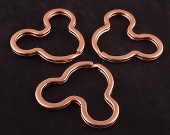 1 1/2 Zoll (38 mm) Rose Gold Maus Schlüsselanhänger 6 Stück Niedliche Schlüsselanhänger Metall Split Ring für Schlüsselanhänger Maus Kopf Ringe Charms 33 x 38 mm
