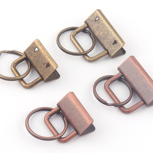 25/32mm Copper metal Key Fob Hardware with Key Rings Sets keychain hardware For Straps and Lanyards webbing Wristlets Fabric Leather Ribbon